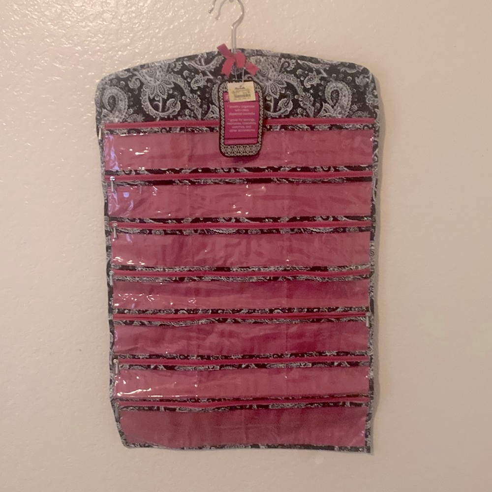 Pink and Black Hanging Jewelry Organizer